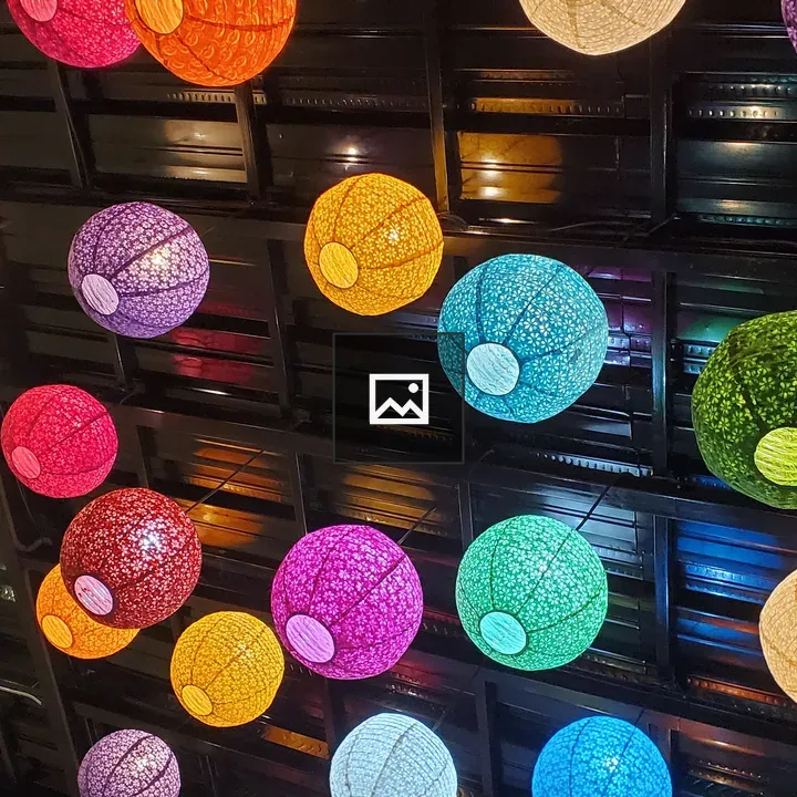 Colorful paper lanterns hanging