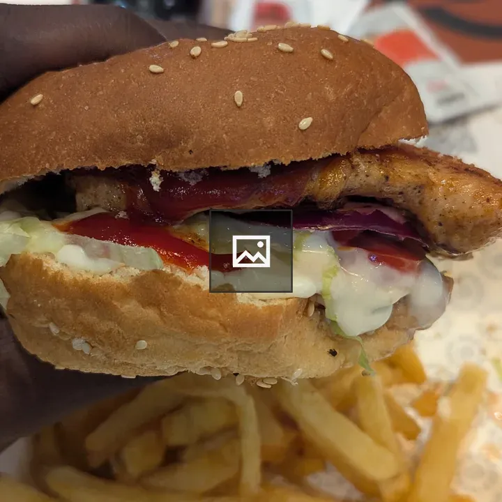 Chicken burger in focus