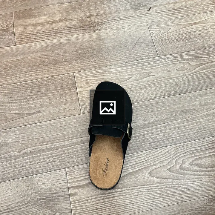 Black suede sandal with buckle