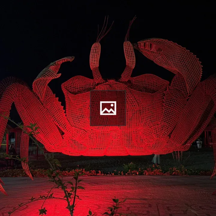 Crab-shaped wireframe sculpture