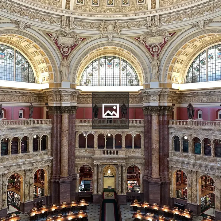 Grand historic library interior