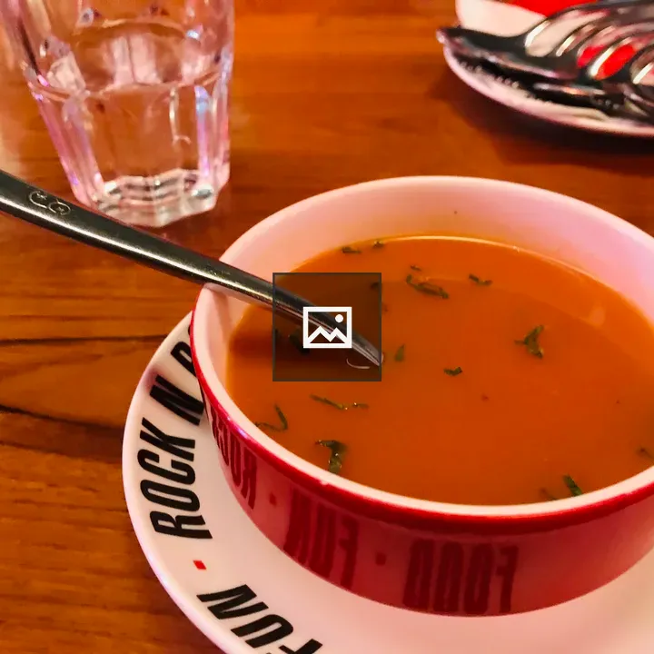 Tomato Basil Soup in Dishware