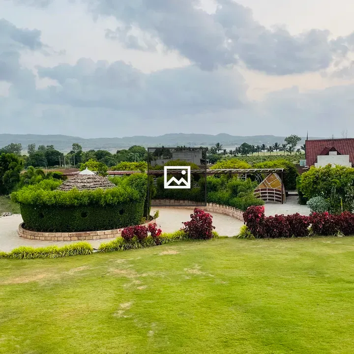 Lawn view at resort with circular feature