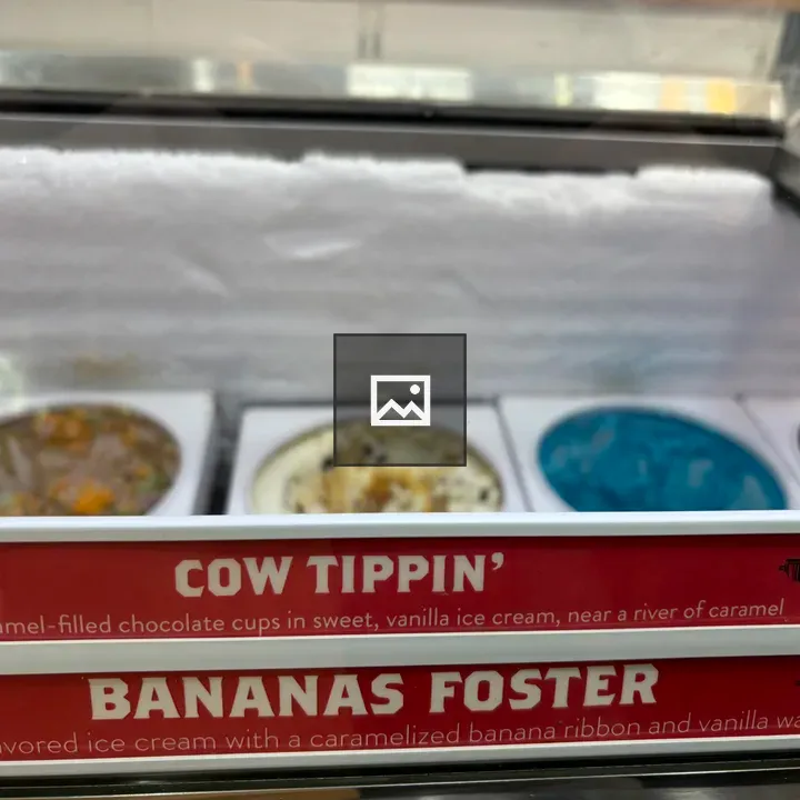 Ice cream labels in shop