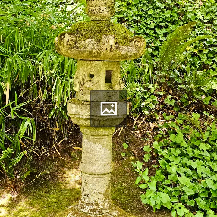 Moss-Covered Japanese Stone Lantern