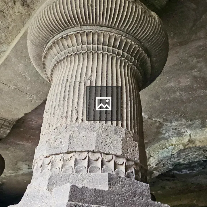 Stone pillar at Elephanta Caves