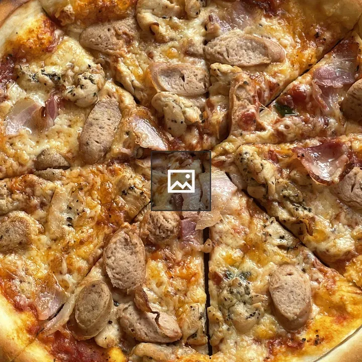 Pizza close-up with thick crust