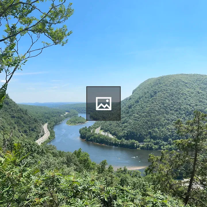 Panoramic river with green hills
