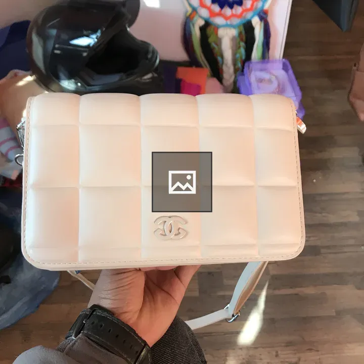 White handbag in portrait