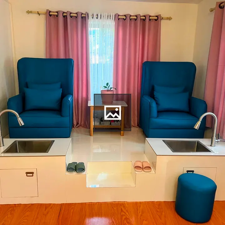 Pedicure Station with Blue Chairs