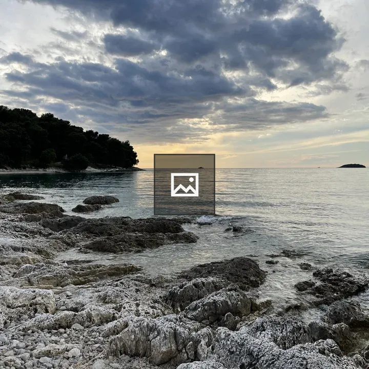 Rocky shoreline at sunset