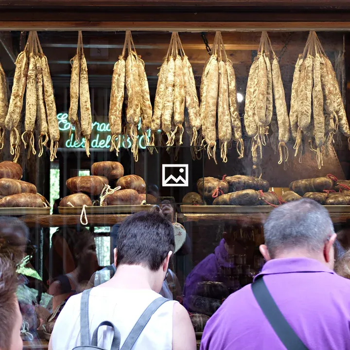 Shop window of Catalan sausage shop
