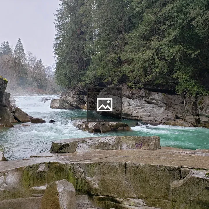 Running water between rocks