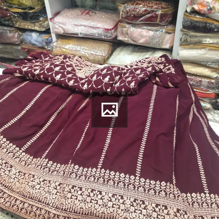 Rich maroon Embroidered Fabric