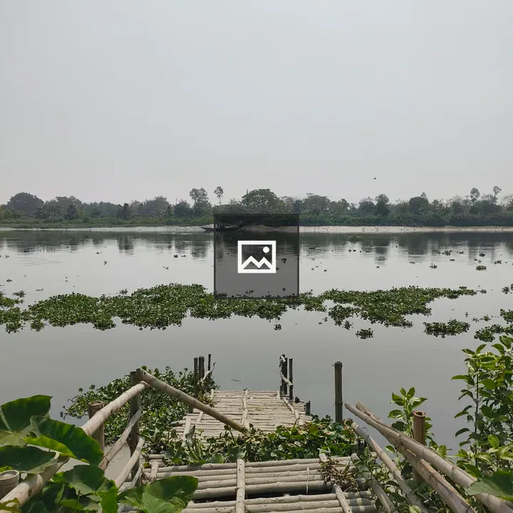 Bamboo Pier on Calm Lake