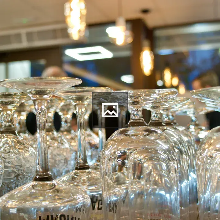 Beer glasses on bar