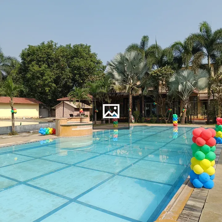 Blue Pool with Balloon Columns