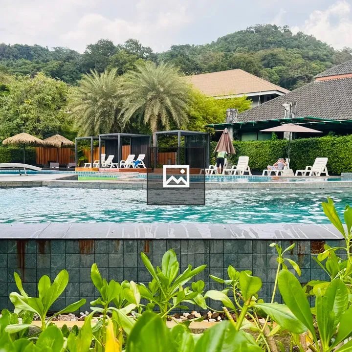 Outdoor resort pool scene