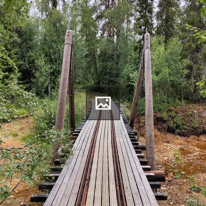 Wooden narrow track train bridge