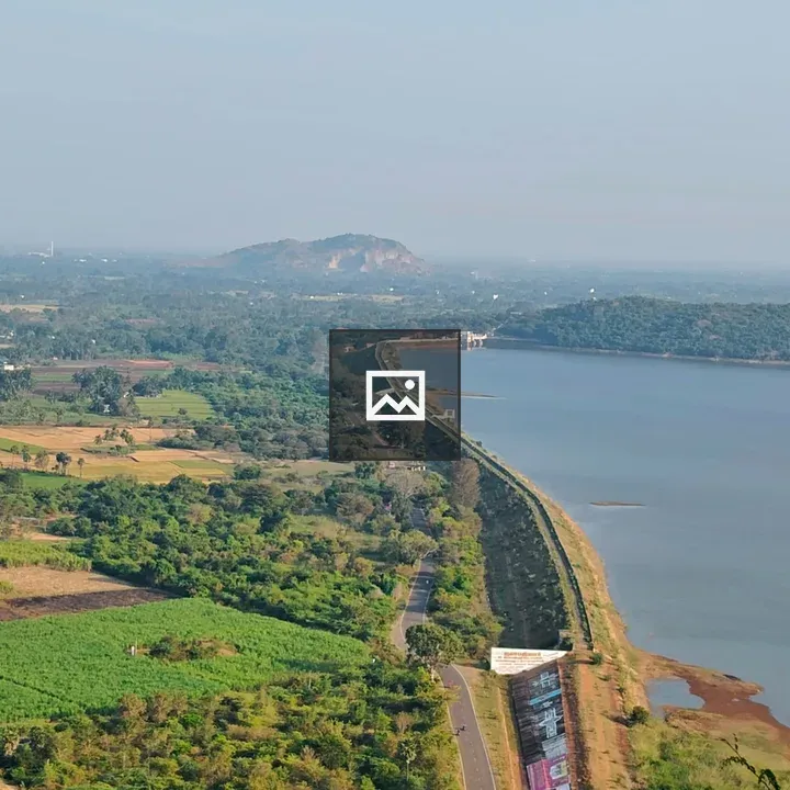 Aerial view of dam and levee