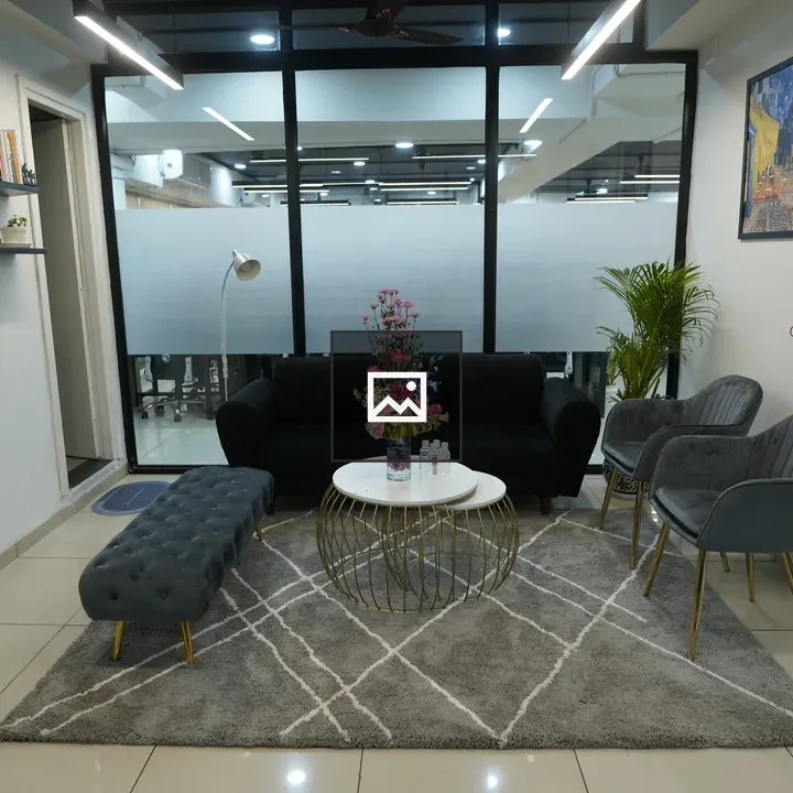 Contemporary lounge room with sofa and plants