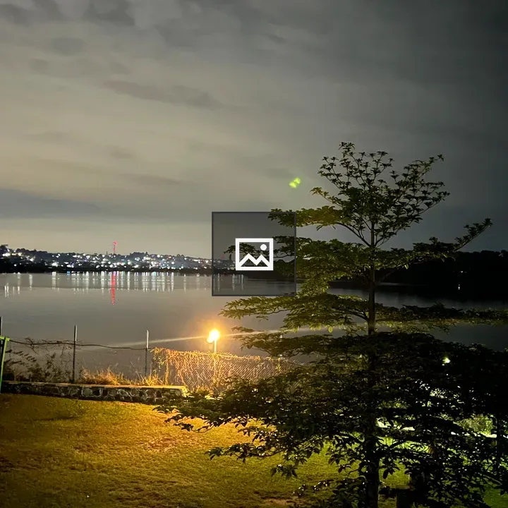 Nighttime lake reflections