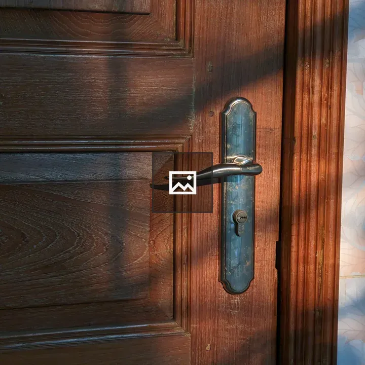 Wooden Door with Metal Handle