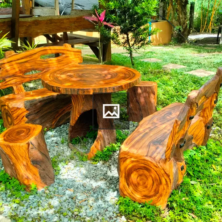 Wooden seating arrangement outdoors