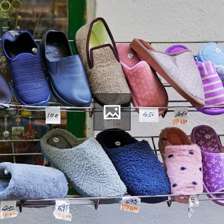 Slippers and casual shoes display
