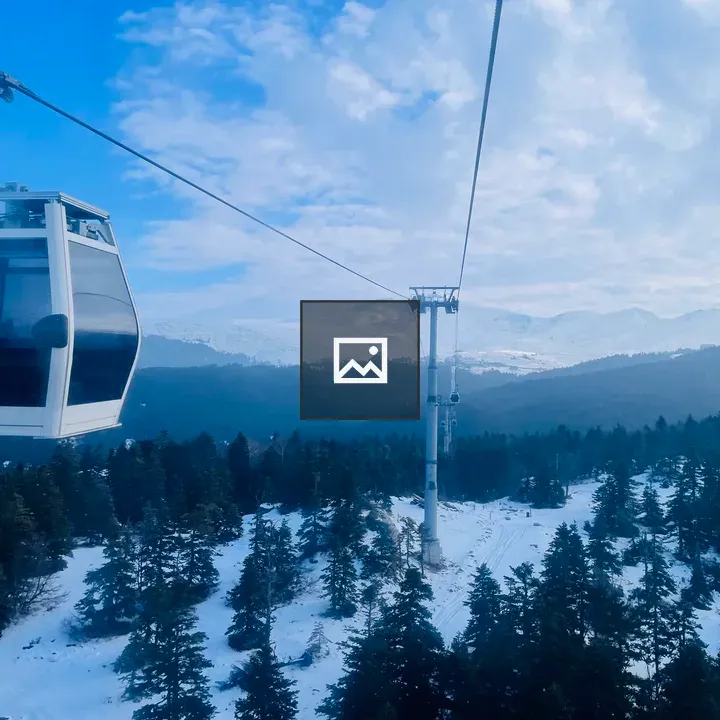 Cable car in snowy landscape