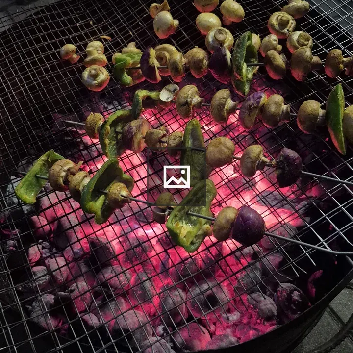 Grilled vegetables on charcoal