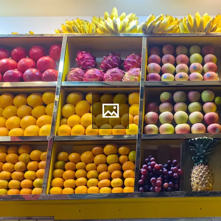 Colorful fruit shelving display