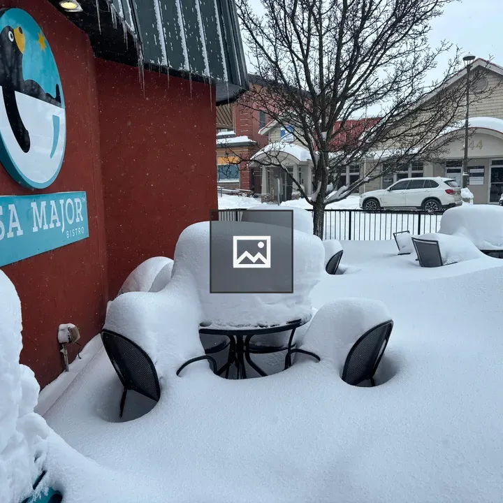 Snowy Tables on Restaurant Patio