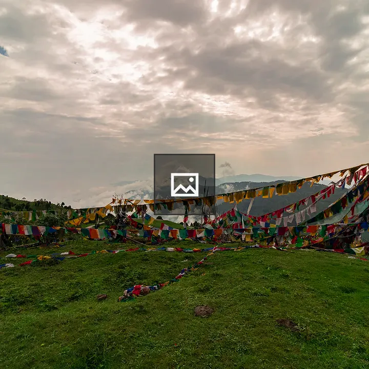 Prayer flags on mountain top