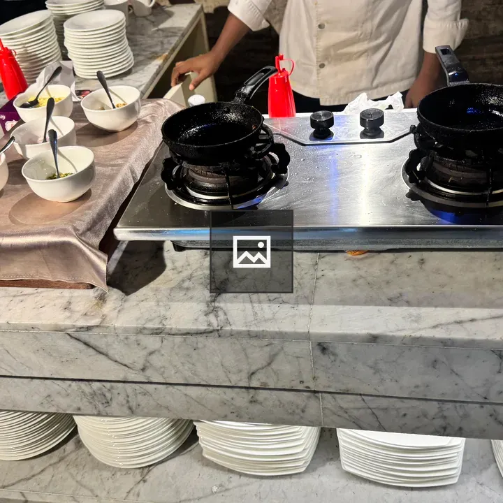 Marble countertop with cooking station