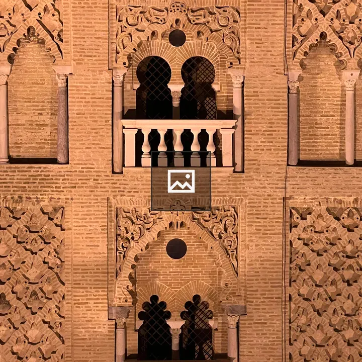 Historic building facade with arches