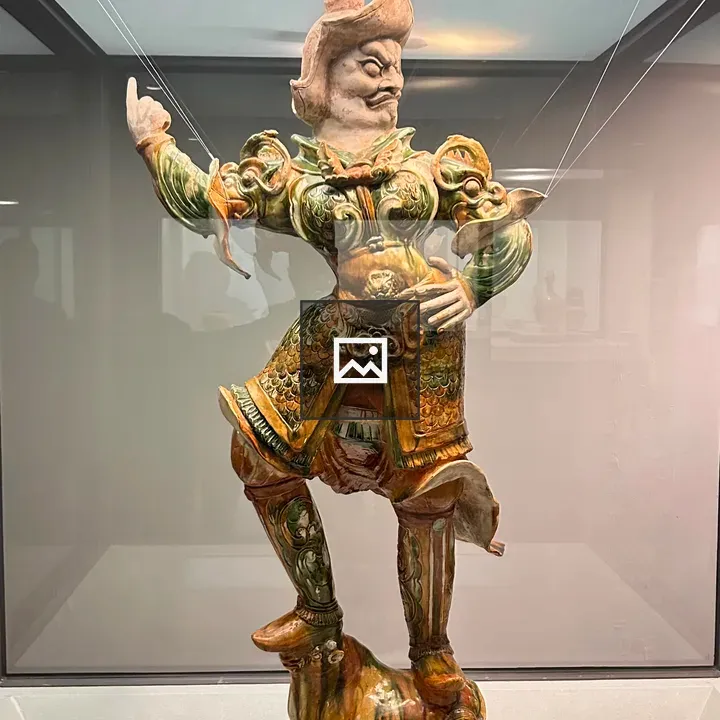 Colorful ceramic warrior sculpture