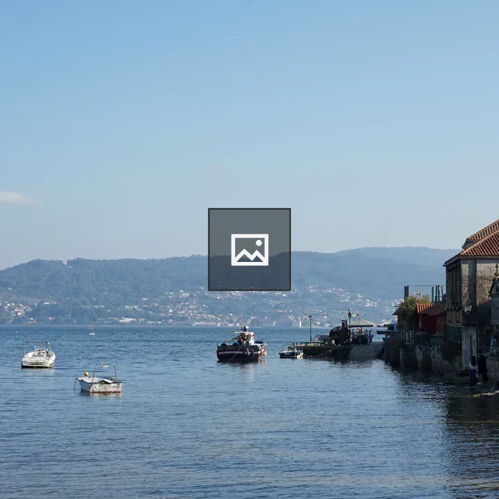 Coastal village with boats