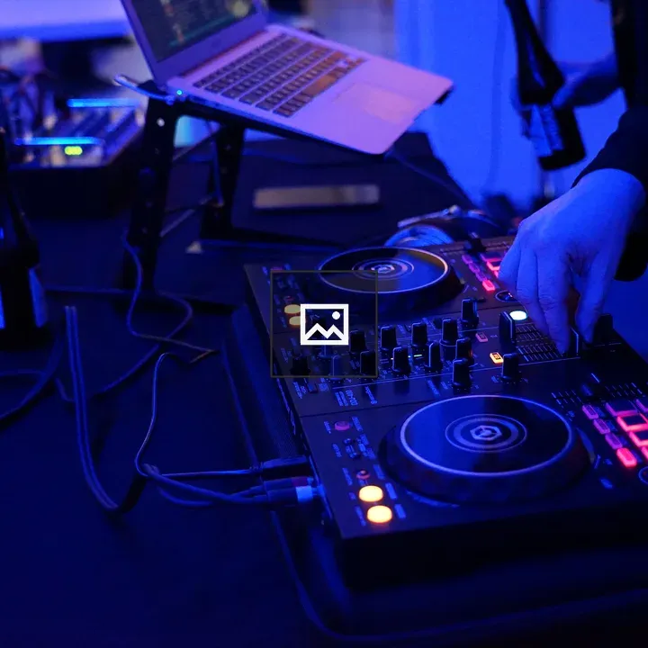 DJ's hands mixing live session