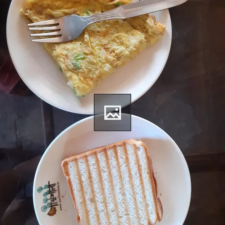 Toast and Omelette on Plate