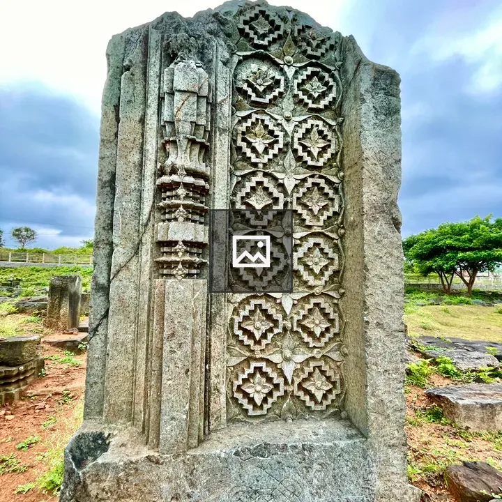Broken pillar at Hoysala temple ruins