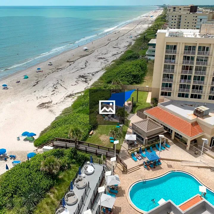 Beach view from hotel balcony