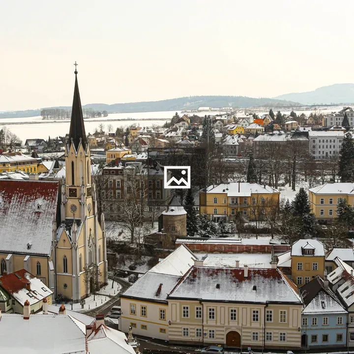 Melk Gothic Church and Yellow Buildings