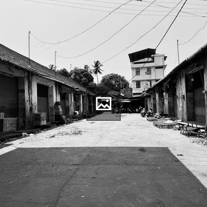 Deserted Market Street in Black and White