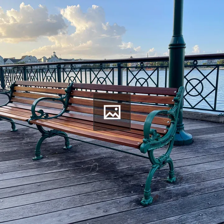 Park bench on a boardwalk