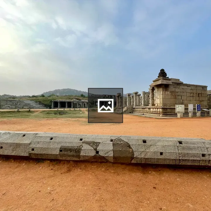 Fallen stone pillar at Vijaya Vittala Temple