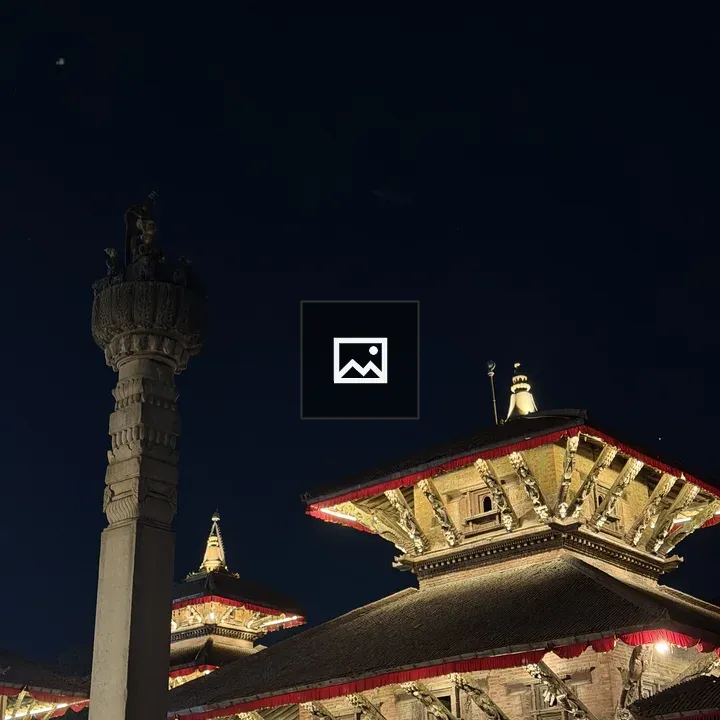Pagoda at Night with Stone Pillar