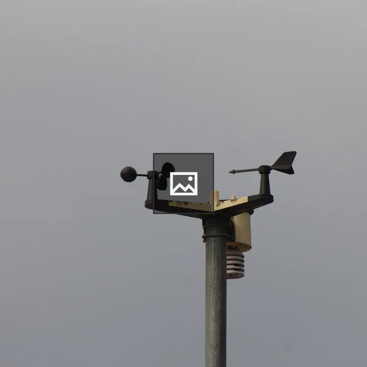 Wind vane and windsock atop building