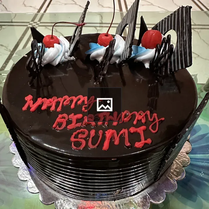 Glazed chocolate birthday cake