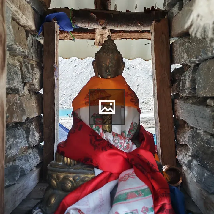 Buddha statue with scarves
